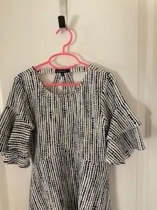 My Michelle Girls Black White Dress Size 10 Ruffle Sleeve - Picture 1 of 3