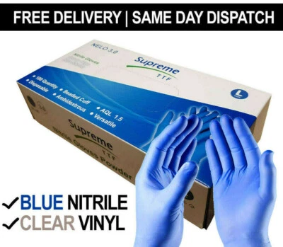 GEN-X 100 DISPOSABLE NITRILE GLOVES POWDER FREE LATEX FREE BLUE MULTIPURPOSE S/M/L/XL