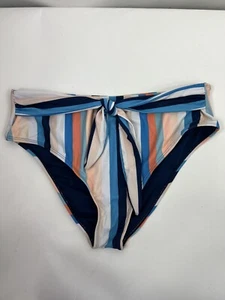 Heat Swimwear Bikini Bottom Women's Sz XL Multi Stripe Tie Overlay - Picture 1 of 9