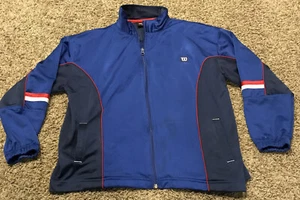 Vtg Wilson Youth L Full Zip Jacket Polyester Blue A26 - Picture 1 of 5