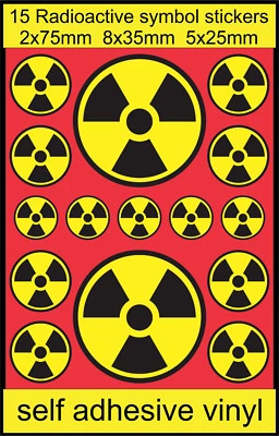 ADDFX 15 Radioactive Hazard symbol stickers Nuclear laptop bike bedroom toolbox decals