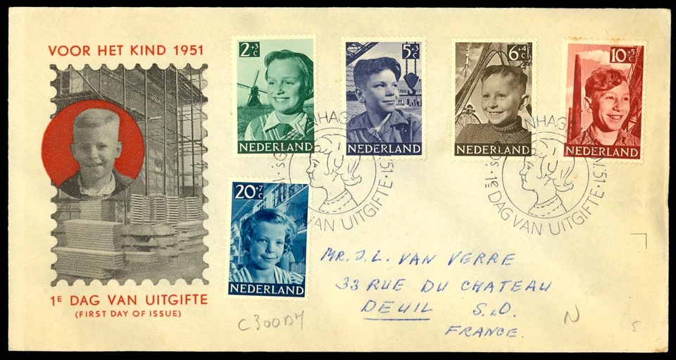 Netherlands #B229-B233 FDC Child Welfare to France - Image 1 of 1
