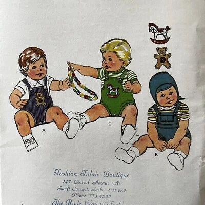 VTG Kwik Sew Sewing Pattern 955 Baby Boy Rompers & Hat Bonnet S M L & XL SEALED - Image 1 of 4