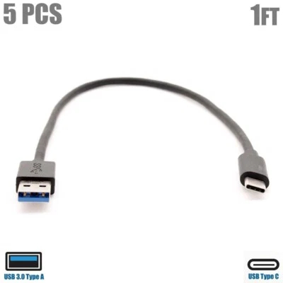 5x 1FT USB-C 3.1 Type C to USB-A 3.0 Sync Data Charge Cable Fast Charging Cord - Image 1 of 4