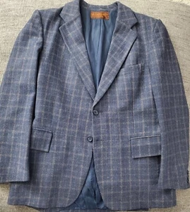 Yves Saint Laurent YSL Men's Vintage Bespoke Navy Blue Check SportsCoat  Size 40 - Picture 1 of 5