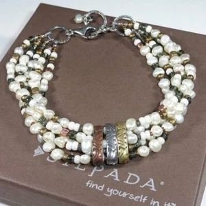 Silpada B2188 Pearl Copper Brass Sterling Silver Multi Strand Bracelet  - Picture 1 of 12