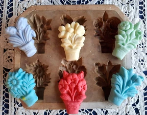 Antique KEINKE Springerle Marzipan Cookie Press Mold - 6 FLOWERS - GERMANY - Picture 1 of 13