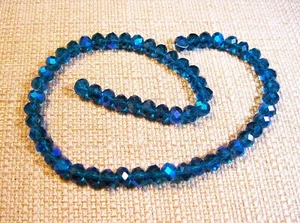 Beautiful Strand of 8mm x 6mm Blue & Purple AB Crystal Rondelle Beads Lot# B11 - Picture 1 of 1