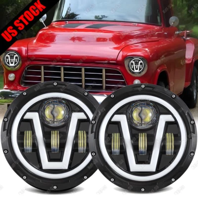 Faro LED halo DRL de 7 pulgadas para camioneta Chevrolet 3100 1947 1948 1949 1950-1958 Foto 1 de 4