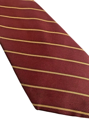 Corbata Ashford & Brooks of London 100 % seda a rayas color borgoña rojo dorado vintage Foto 1 de 4