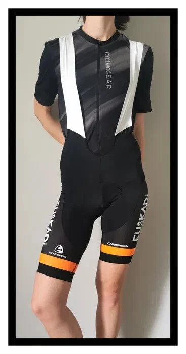 Euskadi Cycling Bib Shorts Men’s M Medium Black White Orange Etxeondo Racing - Image 1 of 4