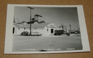 c1955 Bieber & Sons Grain Elevator St Anne Illinois RPPC IL Wayne Feeds Sign - Picture 1 of 2