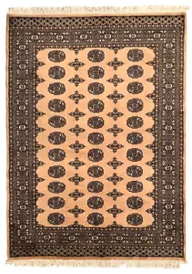221 x 154 cm | Vintage Handmade Afghan Carpet Bokhara Beige, Oriental Wool Rug - Picture 1 of 24