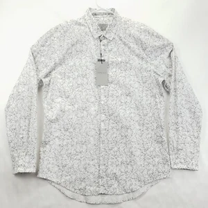 NEW Zara Man Shirt Mens XL White Black Star Print Long Sleeve Slim Fit Button-Up - Picture 1 of 13