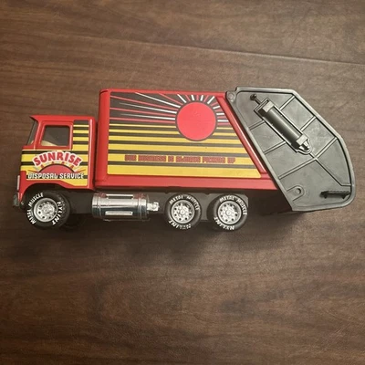 Vintage Nylint RED Sanitation Rear Garbage Truck Sunrise Disposal Service Toy  - Image 1 of 4
