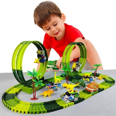 Magic Climbing Electric Dinosaur Car Track Railway Toy Car Set Bend Flexible - image 1 of 4