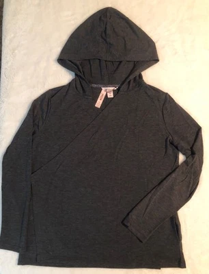 VICTORIAS SECRET Cárdigan Envolvente Sudadera con Capucha Mediana Gris Carbón Salón Top Bolsillos Foto 1 de 4
