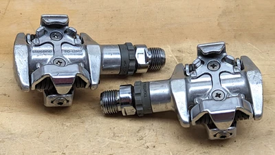 Silver Shimano XT PD-M747 Clipless Mountain Bike Gravel Pedals - Image 1 of 4