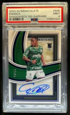 2023-24 Immaculate Endrick Shadowbox Signatures RC Sapphire Auto #12/25 PSA 9 - Image 1 of 2