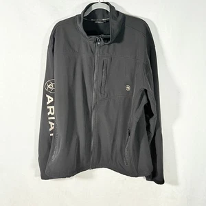 Ariat XXL Mens Black Softshell Full Zip Jacket Logo Embroidery Outdoor Coat west - Picture 1 of 7