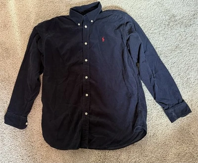 Ralph Lauren Shirt Boys Size X-large 20 Navy Corduroy Button Down Red Pony Logo - Image 1 of 4