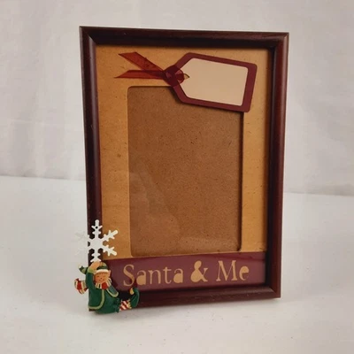 Hand Decorated Photo Frame Santa & Me Christmas Picture Frame with Resin Elf NEW - Image 1 of 4