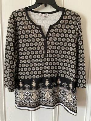 Rebecca Malone Top Women’s Petite XL Floral Stretch 3/4 Sleeves Beautiful Shirt - Image 1 of 4