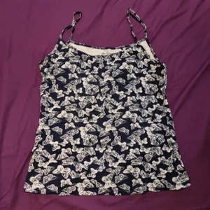 Womens Ladies Dark Blue & White Vest Top Cami George 18 Butterly All Over Print - Picture 1 of 2