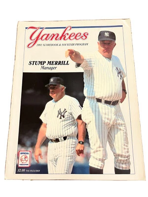 New York Yankees 1991 Scorebook Stump Merrill Cover Scored Seattle Mariners - Image 1 of 4