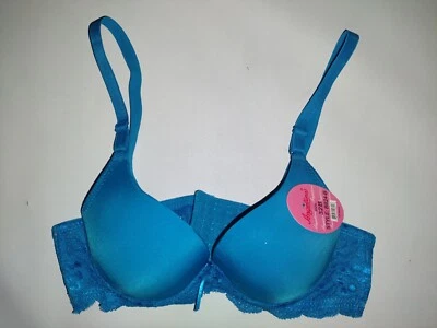 Sujetador acolchado ANGELINA para mujer nuevo con etiquetas inalámbrico diseño de flores con lazo azul talla: 32B B824-B Foto 1 de 4