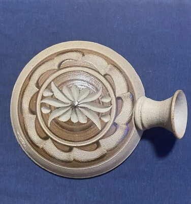 Hand Made Flat Bottom Pottery Urn Spout Bed Warmer Container Vase - Signed - Image 1 of 4