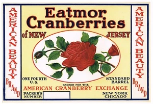 ORIGINAL 1930S NEW JERSEY CRANBERRY CRATE LABEL AMERICAN BEAUTY CHICAGO NEW YORK - Picture 1 of 1