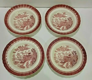Set of 4 Vintage Copeland Spode MANDARIN Pink 8 3/4" Rimmed Soup Bowls - Picture 1 of 6