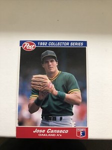 1992 POST CEREAL Baseball Card # 25 of 30 JOSE CANSECO Oakland A's Ungraded