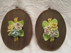 Collectible~Capodimonte Porcelain~Pastel Color Flowers~Oval Plaques~1960's - Picture 1 of 12