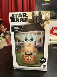 NEW Child Baby Yoda Mandalorian Star Wars 4.5 FT Airblown Inflatable Halloween - Picture 1 of 6