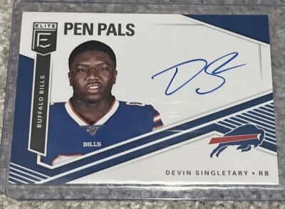 DEVIN SINGLETARY - 2019 Elite RC Pen Pals SP BLUE INK AUTO - Buffalo Bills - Image 1 of 3