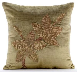 Decorative Pillow Cover Green 16"x16", Square Velvet Fabric - Enlightenment - Picture 1 of 3