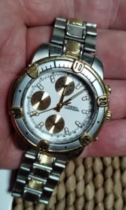FOSSIL chronograph ch-2251 Tachymeter Chronomaster 39.2mm Mens Works Great - Picture 1 of 10