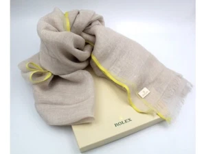 Foulard Rolex Lino e Cashmere Beige Giallo Luxury Donna Autentico Ottima Qualità - Imagen 1 de 5