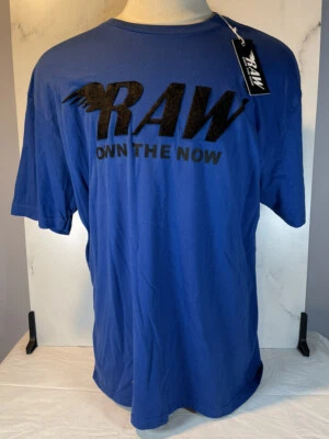 Camiseta masculina manga curta Raw Own the Now 2XL azul royal nova com etiquetas - Imagem 1 de 4