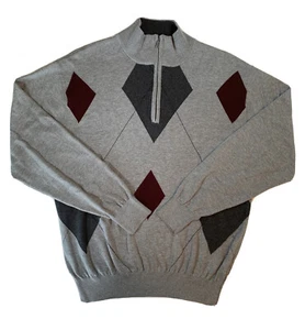 FX Fusion 1/4 Zip Sweater Mens Large Argyle Pullover Lg Gray Casual Outdoor L - Picture 1 of 11