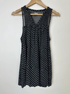 Ecote Urban Outfitters Womens Black Printed Tank Top Tunic Boho Mini Dress XS - Image 1 of 4