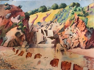 G.10019-GOUACHE-Ed. MARICHAL-ORIENTALISTE-HAUT ATLAS-IMI N'AUGTIOUL-DEMNAT-MAROC - Imagen 1 de 1