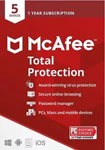McAfee Total Protection 2025 5 Devices 1 Year Antivirus Security - Picture 1 of 1