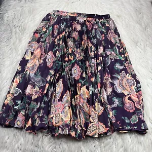 Sunday in Brooklyn Women's M Purple Floral Accordion Pleated A-line Midi Skirt - Picture 1 of 5