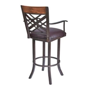 Tahiti 26" Arm Barstool in Auburn Bay finish with Brown Pu upholstery - Picture 1 of 5