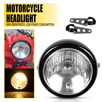 Universal 12V 6" Motorcycle Headlight Motorbike Front Light Headlamp + Bracket - Image 1 of 4