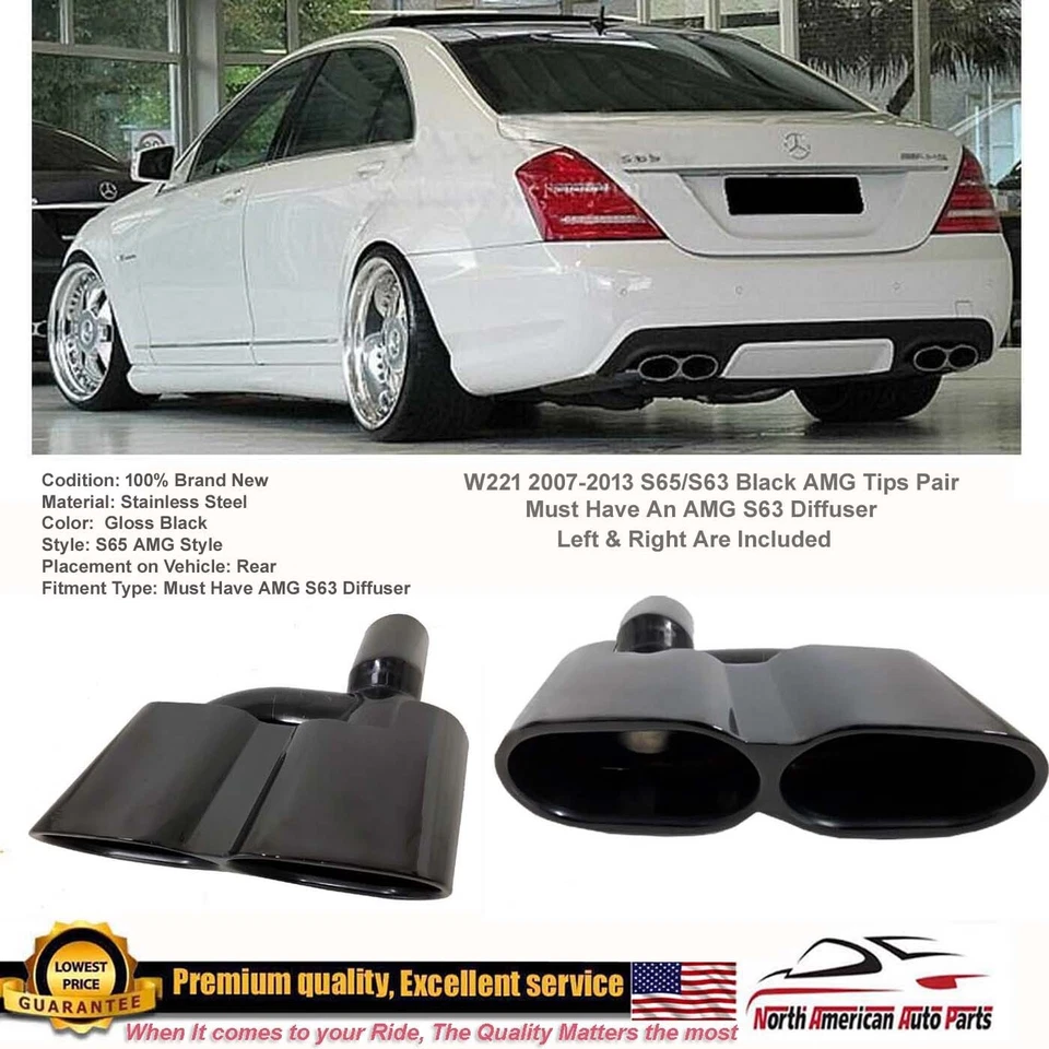 Труба с логотипом двойной выхлопной системы черный глушитель S65 Tips S-класса высокое качество W221 S63 - Изображение 1 из 4