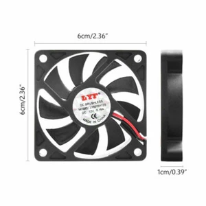 60 x 60 x 10mm 12V DC Cooling Fan Computer PC Case CPU Cooler Case Fan 2 Pins 1x - Picture 1 of 8